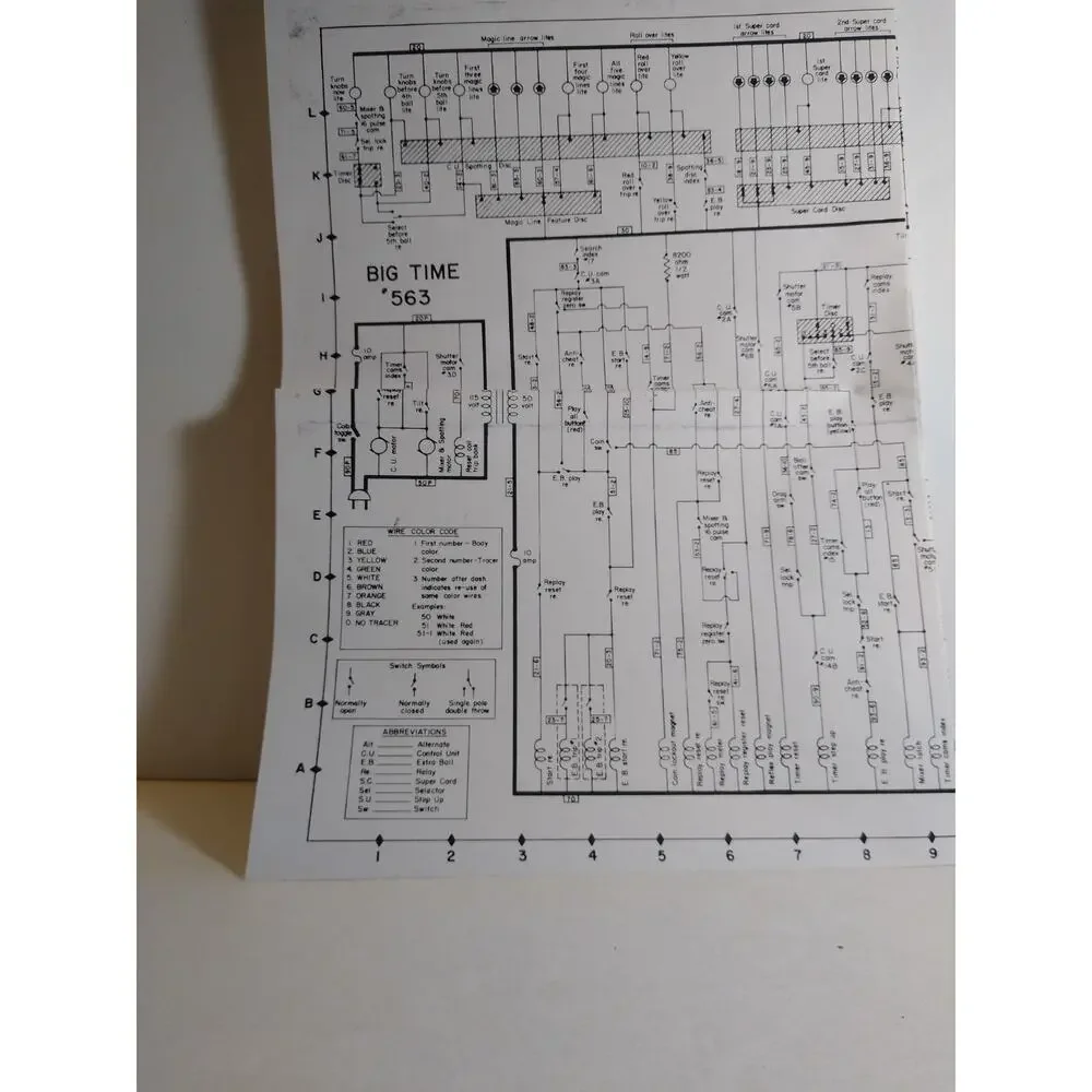Bally Big Time Pinball Bingo Machine Vintage Service Manual And Schematic 1956
